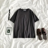 Tee Shirt Solid Color Basic T-Shirt Women Casual O-neck Harajuku Top Korean Hipster Cotton Basic