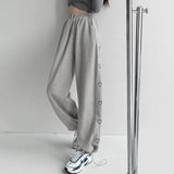 Leg Pants Women Baggiest Harajuku Femme Streetwear Joggers Heart-Stitch Aesthetic Drawstring Pantalones Loose Soft
