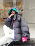 2022 New Winter Women Parkas Jackets Loose Hooded Thicken Warm Padded Coat Knit Spliced Female Winter Outwear