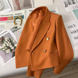 2025 New Orange Short Blazer Women's Small Design Sense College Wind Commuting Suit