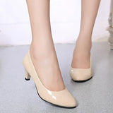 Zingj New Black Round High Heels With Shallow Single Shoes Women's Professional Plus Size Work Shoes- Outfit