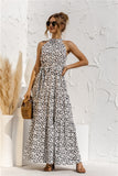 Dot Printed Lace Up Halter Tied Long