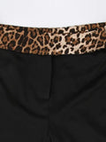 Leopard Splice Elastic Waist Flare Leg Pants- Outfit
