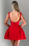 Solid Tank Open Back A-line Mini Dress-Outfit