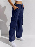Loose Wide Leg Straight Leg Multi-Pocket Cargo Jeans-Outfit