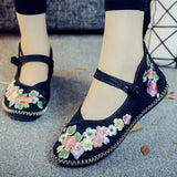 Zingj Shoe Box, Flat Shoes Handmade Stitching Injection Molding Soft Sole Wide Feet Fat Feet Mother Shoes Embroidered Cloth Shoes Women's