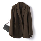 Zingj Small Suit Jacket Female Spring And Autumn Korean Version Loose Temperament Versatile Double Breasted Casual Professional Suit Jacket