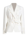 Zingj Lapel Suit Jacket Women 2024 Summer New Button Splicing Advanced Sense Women's Thin Small