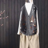 sweater cardigans autumn new product jacquard loose sleeveless buttoned literary all-match knit cardigan vest women