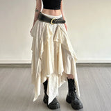 Design Sense Irregular Half Dress Girl Summer Long Babes Personality Street Solid Color Lace Skirt