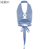 Summer Sexy Hollow Out Backless Bandage Solid Rib Knit Women Tank Top 2021 New Simple Casual Skinny Basic Female