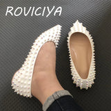 Flat Rivets Shoes Women Classics Pointed Toe Fashion Women Party Wedding Plus Size MD037