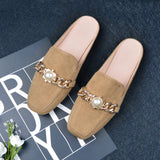 And Autumn Bag Head Flat Bottom Half Slippers Women Lazy Head No Heel Muller Single Shoe Size