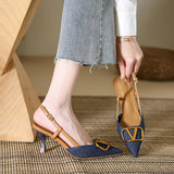 Version Of The Elegant Sharp Tip Fine Heel Single Shoes Spring And Autumn New Beautiful Temperament Denim Cloth High-Heeled