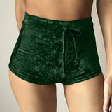 S-XL women velvet drawstring shorts plus size casual high waist 2020 winter sexy skinny booty shorts