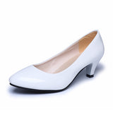 Zingj New Black Round High Heels With Shallow Single Shoes Women's Professional Plus Size Work Shoes- Outfit