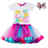 Clothing Sets Baby Girls Clothes 2021 Summer Princess Party Unicorn Colorful tutu Dress Kids Birthday Ball Gown