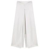 Acetic Acid Solid Silk Silk Slipping Fascination Leisure Broad Leg Trousers 2025 Summer New High-Waisted