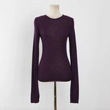 See Through High Quality Plain T Shirt Women Cotton Elastic Basic Long Sleeve Sheer Slim Ladies T-Shirt Korean Style