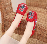 Zingj Embroidered Single Shoes Cloth Shoes Oxford Soft Sole Walk Casual Dance Shoes Square Dance