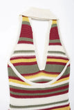 Knitted Stripe Halter Collar Mini Dress- Outfit