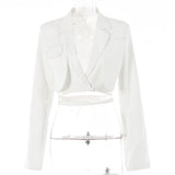 Irregular Elegant Blazer For Women Notched Long Sleeves Lace Up Bowknot Blazers Female 2021 Spring Fashion New