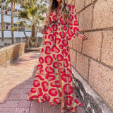 V-neck Beach Cover-up Loose Front Open Belt Kimono High Waist Colorful Kaftan Robe Beachwear Pareos Dress Bathing