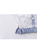 Bow Crop Tops 2022 Summer Camisole Fashion Vintage Casual Female Print Tank Top Sexy Sleeveless Off Shoulder Kawaii