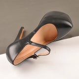 Onlymaker Women Mary Jane Platform Pumps Ankle Strap Stiletto 15~16cm High Heels Dress Buckle Shoes Large Size