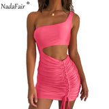 Mini Bodycon Summer Dress Women Club Hollow Out Ruched Backless Orange White Black Party Bandage Women Sexy
