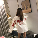 White Tshirt Women Harajuku Long Sleeve Oversize Tees Korean Fashion Basic Tops Female Letter Print Streetwear