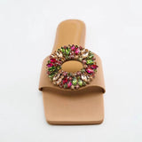 ZARZ Women Flat Sandals Summer 2022 New Fashion Golden Round Toe Bow Sexy Outer Wear Sandals And Slippers Women Beach Luxury