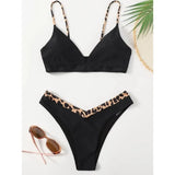 Micro Bikini 2020 Women Solid And Leopard Push Up Padded Thong Swimsuit Female Cut Out Bathing Suit Swimwear Trajes De