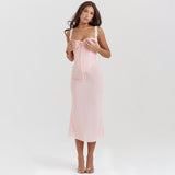 Dopamine Wears Hottie Sling Pink Dress Female Feeld Back To The Long Dress Dress Of The Fish