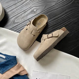 Bottom Lazy Man Bag Head Slippers Women 2025 Spring New Half-Slipper Belt Buckle Single Shoes In