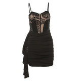 Autumn And Winter New Women's Clothing Sexy Bare Back Perspective Pocket Folded Wrinkles Sling Dress