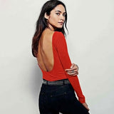 Long Sleeve Autumn Bodysuit Women Solid Slim Regular Bodysuits Sexy Hot Overalls Female