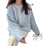 Zingj Pure And Fresh 2024 Autumn Winter New Sweet And Gentle Wind Round Collar Loose Show Thin Long Sleeve Knit Sleeve Sweater Bottom-Outfit
