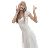 2025 New Women's Clothing Lisa The Same Pure Desire V Tie With Long Dress Dress