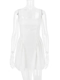 White Backless Bow Mini Dress-Outfit