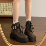 Boots Women's Thick Background Increased In 2025 New Autumn And Winter Retro Locomotive Boots Small Thick And Short