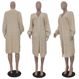 Zingj New Women's Pure Color Casual Sweater Cardigan Long