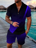 Zipper Lapel Shirts And Pockets Shorts Suits Mens Summer Outfits Fashion Streetwear Vintage Printed Two Piece Sets