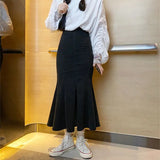 Fashion Split Long Denim Skirt for Women 2022 Summer High Waisted Mermaid Skirts Woman Package Hip Flare Skirt Female