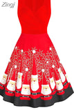 Christmas Costume Party Dress Women Long Sleeve Deep V-neck Vintage Elegant Winter Dress New Year Holiday