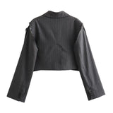 Women's New Lapel Long Sleeve Short Blazer Casual Pants