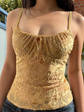 velvet floral jacquard cami top with bow