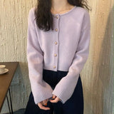 Zingj Korean Version Of 2024 New Loose Short Outside Cardigan Candy Color Age Reduction Pure Color Long Sleeve Sweater Women's Clothing-Outfit