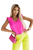 Zingj Hot Style Summer Simple V-Neck Flounce Short-Sleeved Shirt Jacket