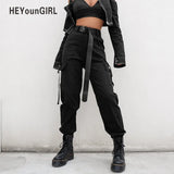Streetwear Cargo Pants Women Casual Joggers Black High Waist Loose Female Trousers Korean Style Ladies Pants